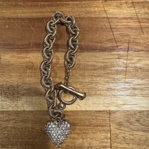 Betsey Johnson Gold Heart Charm Bracelet